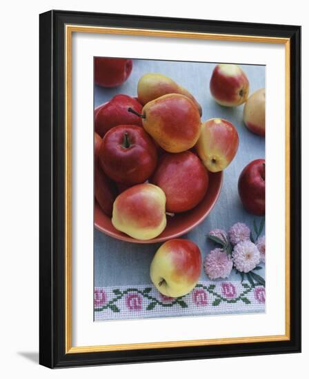 Apples and Pears in Fruit Bowl-Vladimir Shulevsky-Framed Photographic Print