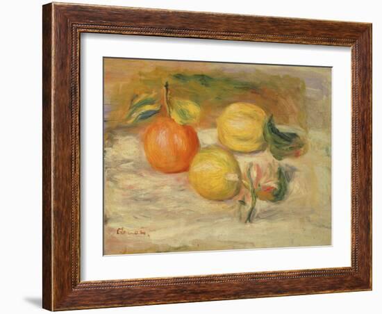 Apples and Two Lemons (Oil on Canvas)-Pierre Auguste Renoir-Framed Giclee Print