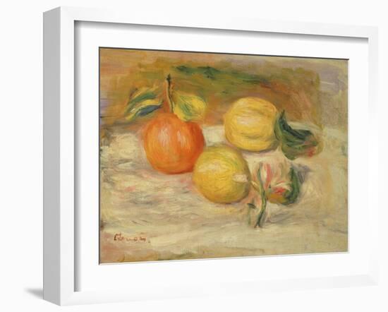 Apples and Two Lemons (Oil on Canvas)-Pierre Auguste Renoir-Framed Giclee Print