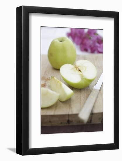 Apples, Completely, Bragged, Knives, Wood Board, Detail, Fuzziness-Nikky-Framed Photographic Print