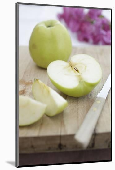 Apples, Completely, Bragged, Knives, Wood Board, Detail, Fuzziness-Nikky-Mounted Photographic Print