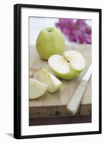 Apples, Completely, Bragged, Knives, Wood Board, Detail, Fuzziness-Nikky-Framed Photographic Print