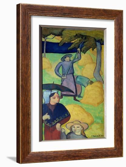 Apples Gaulting. Picking Apples from an Orchard, 1890 (Oil on Canvas)-Emile Bernard-Framed Giclee Print