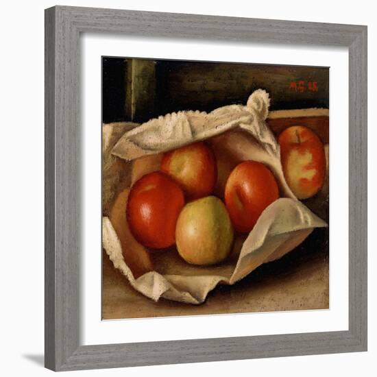 Apples in a Bag, 1925 (Oil on Cardboard)-Mark Gertler-Framed Giclee Print