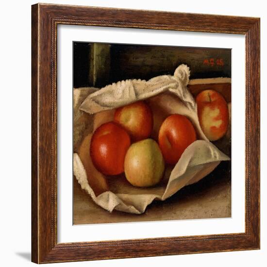 Apples in a Bag, 1925 (Oil on Cardboard)-Mark Gertler-Framed Giclee Print