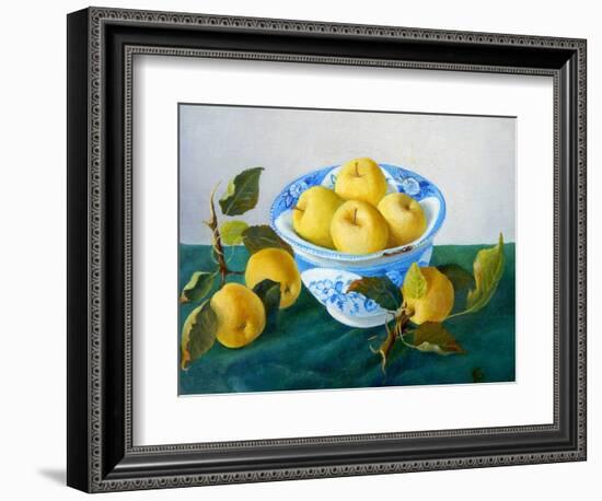 Apples in a Blue Bowl, 2014-Cristiana Angelini-Framed Giclee Print