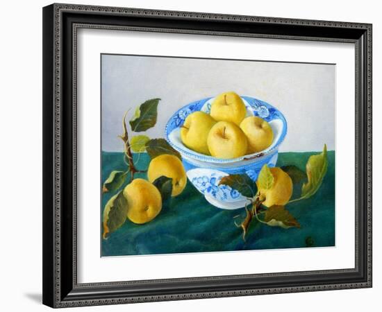 Apples in a Blue Bowl, 2014-Cristiana Angelini-Framed Giclee Print