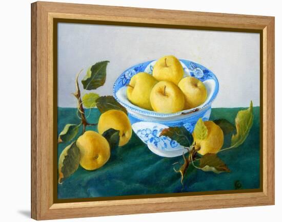 Apples in a Blue Bowl, 2014-Cristiana Angelini-Framed Premier Image Canvas