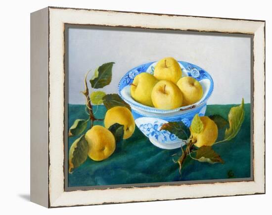 Apples in a Blue Bowl, 2014-Cristiana Angelini-Framed Premier Image Canvas