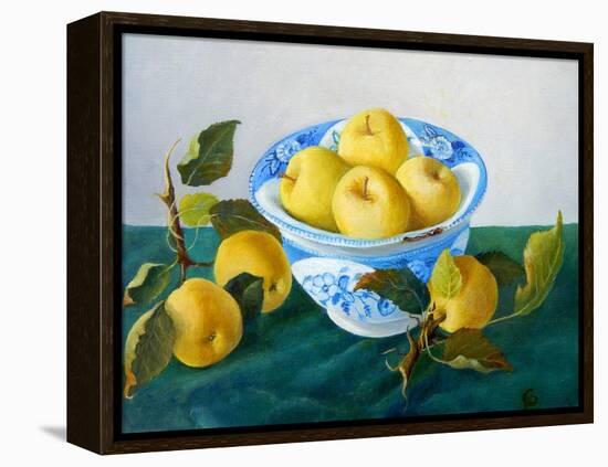 Apples in a Blue Bowl, 2014-Cristiana Angelini-Framed Premier Image Canvas