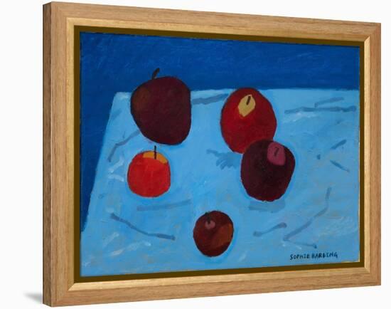 Apples on Blue Paper Bag-Sophie Harding-Framed Premier Image Canvas