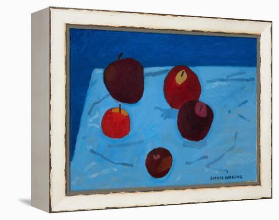 Apples on Blue Paper Bag-Sophie Harding-Framed Premier Image Canvas