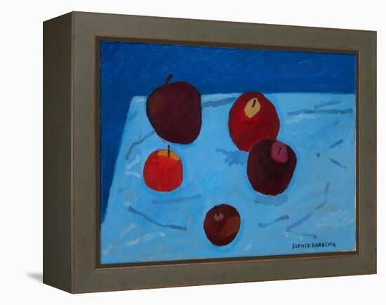 Apples on Blue Paper Bag-Sophie Harding-Framed Premier Image Canvas