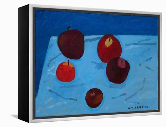 Apples on Blue Paper Bag-Sophie Harding-Framed Premier Image Canvas