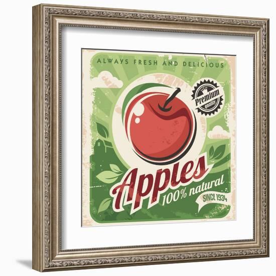 Apples Retro Poster-Lukeruk-Framed Art Print