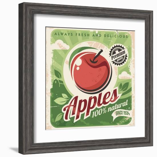 Apples Retro Poster-Lukeruk-Framed Art Print