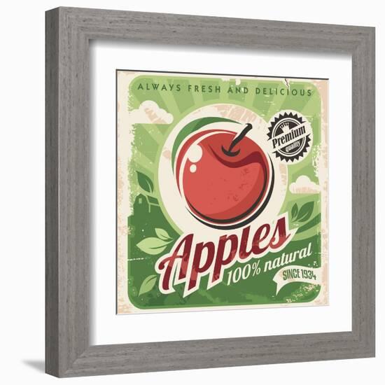 Apples Retro Poster-Lukeruk-Framed Art Print