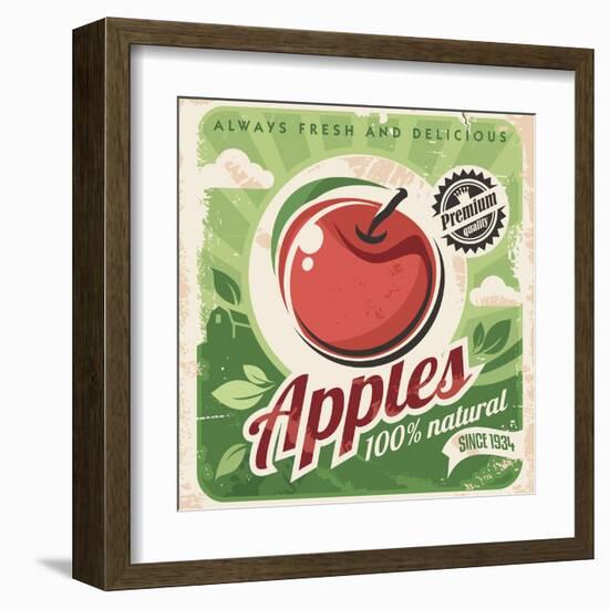 Apples Retro Poster-Lukeruk-Framed Art Print