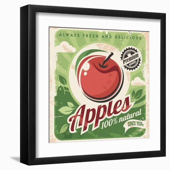 Apples Retro Poster-Lukeruk-Framed Art Print