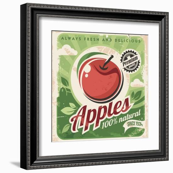 Apples Retro Poster-Lukeruk-Framed Art Print