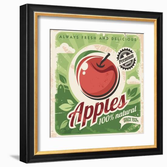 Apples Retro Poster-Lukeruk-Framed Art Print