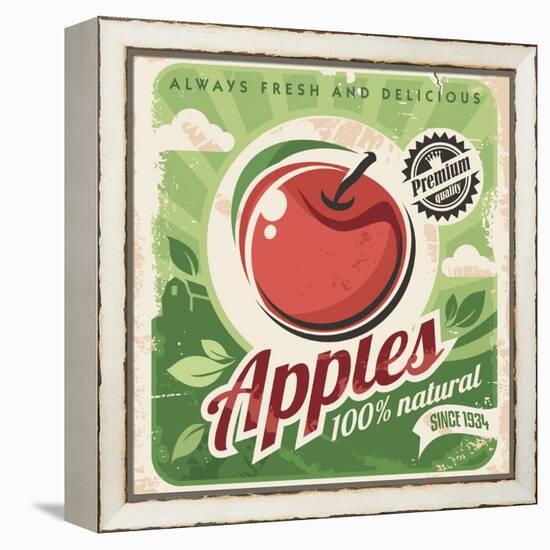 Apples Retro Poster-Lukeruk-Framed Stretched Canvas