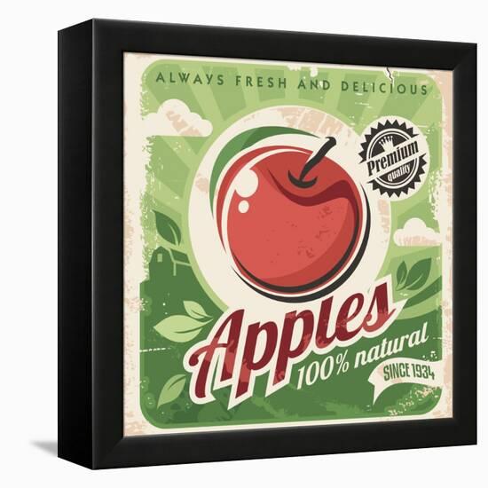 Apples Retro Poster-Lukeruk-Framed Stretched Canvas