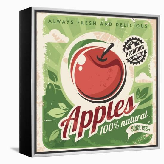 Apples Retro Poster-Lukeruk-Framed Stretched Canvas