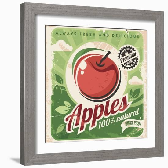 Apples Retro Poster-Lukeruk-Framed Art Print