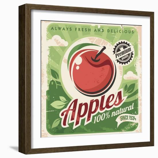 Apples Retro Poster-Lukeruk-Framed Art Print