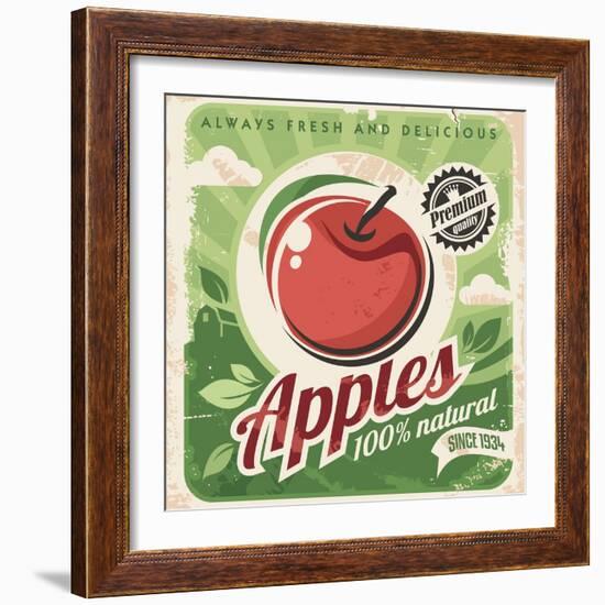 Apples Retro Poster-Lukeruk-Framed Art Print