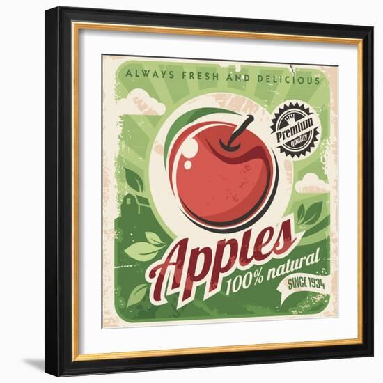 Apples Retro Poster-Lukeruk-Framed Art Print