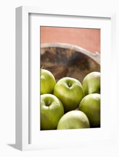 Apples, Wooden Bowl, Granny Smith-Nikky Maier-Framed Photographic Print