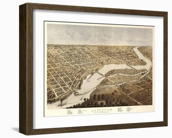 Appleton, Wisconsin - Panoramic Map-Lantern Press-Framed Art Print