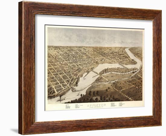 Appleton, Wisconsin - Panoramic Map-Lantern Press-Framed Art Print