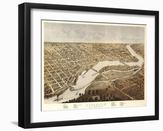 Appleton, Wisconsin - Panoramic Map-Lantern Press-Framed Art Print