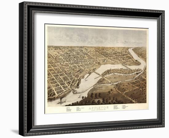 Appleton, Wisconsin - Panoramic Map-Lantern Press-Framed Art Print