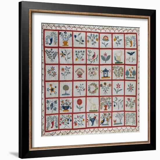 Appliqued Cotton Quilt Coverlet, Probably New York, Dated January 15th, 1859-null-Framed Giclee Print