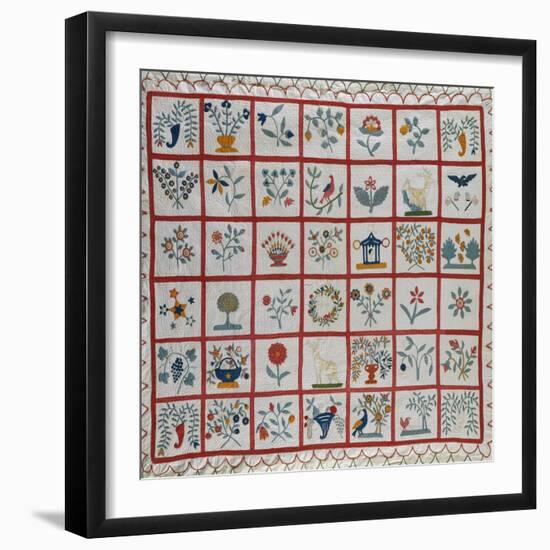 Appliqued Cotton Quilt Coverlet, Probably New York, Dated January 15th, 1859-null-Framed Giclee Print