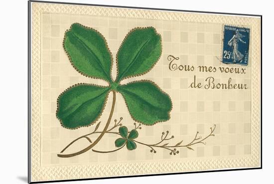 Appliqued Four-Leaf Clover-null-Mounted Art Print