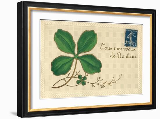 Appliqued Four-Leaf Clover-null-Framed Art Print