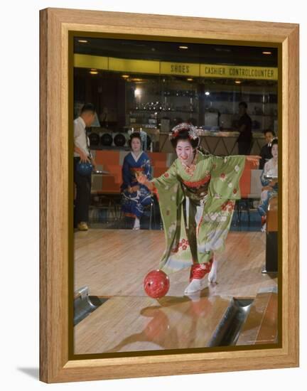 Apprentice Geisha Bowling-Larry Burrows-Framed Premier Image Canvas