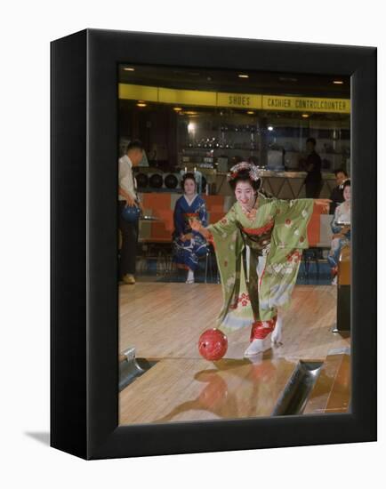 Apprentice Geisha Bowling-Larry Burrows-Framed Premier Image Canvas