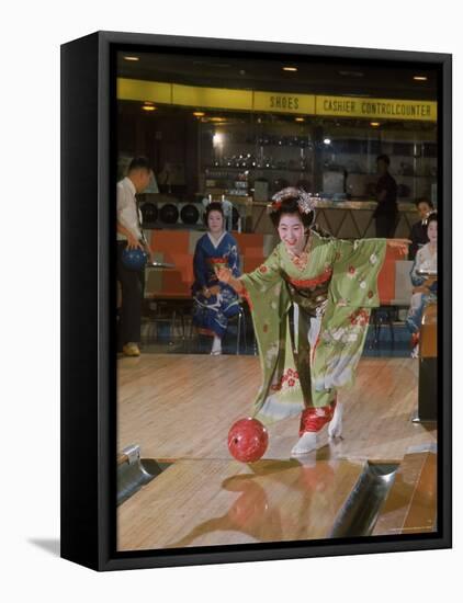 Apprentice Geisha Bowling-Larry Burrows-Framed Premier Image Canvas