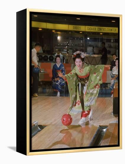 Apprentice Geisha Bowling-Larry Burrows-Framed Premier Image Canvas