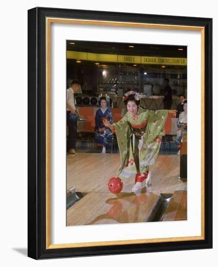 Apprentice Geisha Bowling-Larry Burrows-Framed Photographic Print