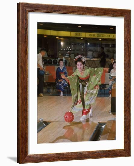 Apprentice Geisha Bowling-Larry Burrows-Framed Photographic Print