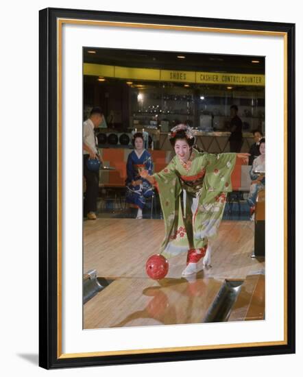 Apprentice Geisha Bowling-Larry Burrows-Framed Photographic Print