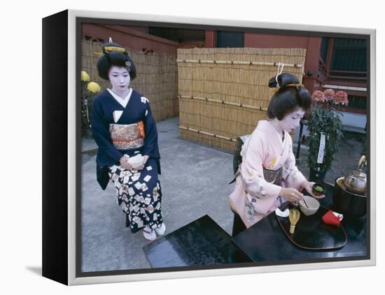 Apprentice Geisha (Maiko) Performing Tea Ceremony, Tokyo, Honshu, Japan-null-Framed Premier Image Canvas