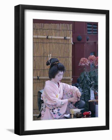 Apprentice Geisha (Maiko) Performing Tea Ceremony, Tokyo, Honshu, Japan-null-Framed Photographic Print